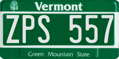 VT license plate ZPS557