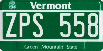 VT license plate ZPS558