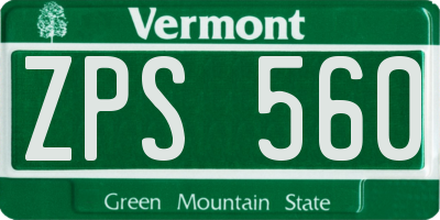 VT license plate ZPS560