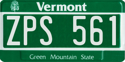 VT license plate ZPS561