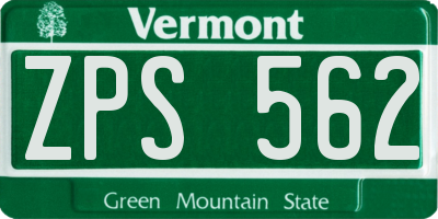 VT license plate ZPS562