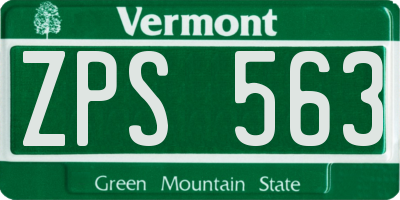 VT license plate ZPS563