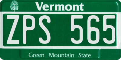 VT license plate ZPS565