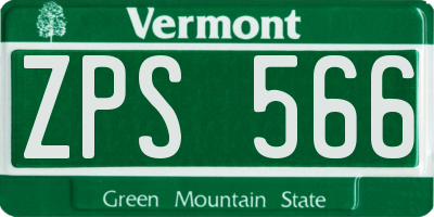 VT license plate ZPS566