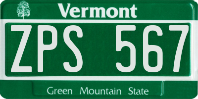 VT license plate ZPS567