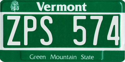 VT license plate ZPS574