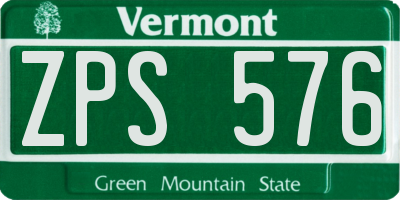 VT license plate ZPS576