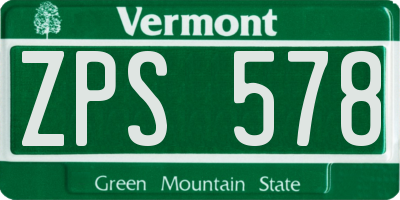 VT license plate ZPS578