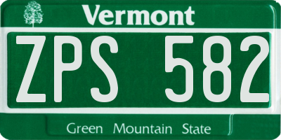 VT license plate ZPS582