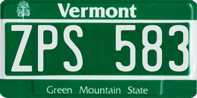VT license plate ZPS583