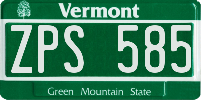 VT license plate ZPS585