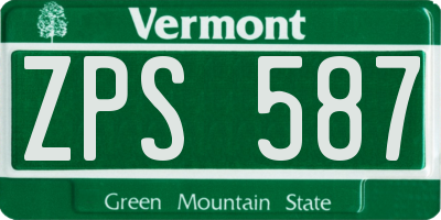 VT license plate ZPS587