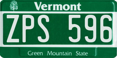 VT license plate ZPS596
