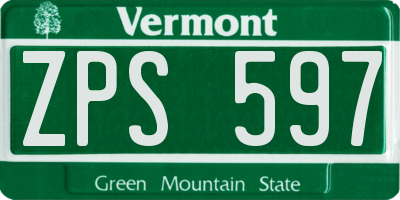VT license plate ZPS597