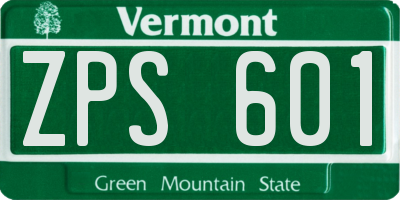 VT license plate ZPS601