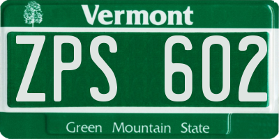VT license plate ZPS602