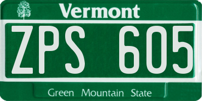 VT license plate ZPS605
