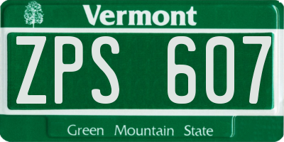 VT license plate ZPS607