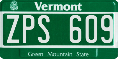 VT license plate ZPS609