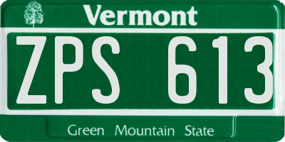 VT license plate ZPS613