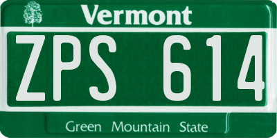 VT license plate ZPS614