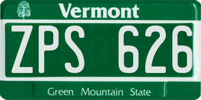 VT license plate ZPS626