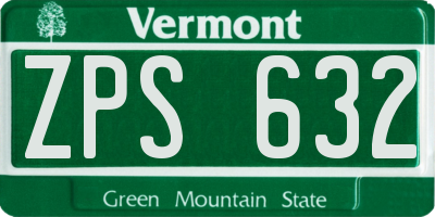 VT license plate ZPS632