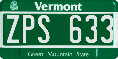VT license plate ZPS633