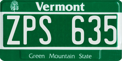 VT license plate ZPS635