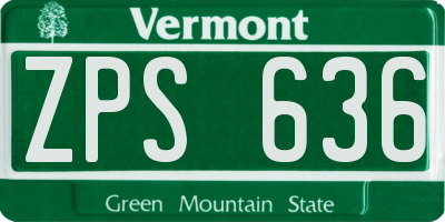 VT license plate ZPS636