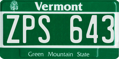 VT license plate ZPS643