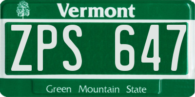 VT license plate ZPS647