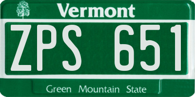 VT license plate ZPS651
