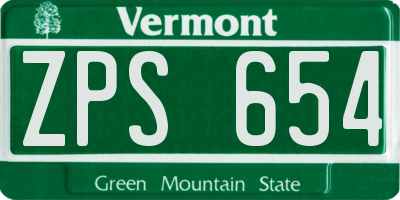 VT license plate ZPS654
