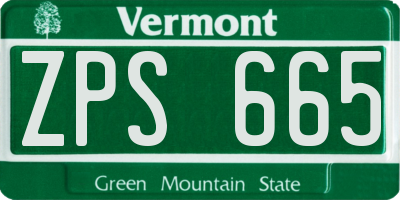 VT license plate ZPS665