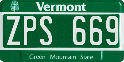 VT license plate ZPS669