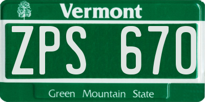 VT license plate ZPS670
