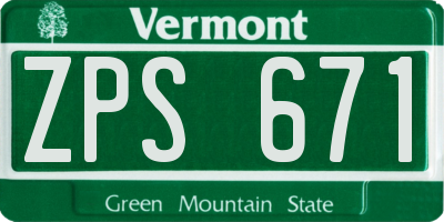 VT license plate ZPS671