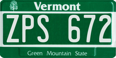 VT license plate ZPS672