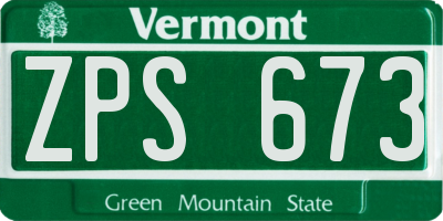 VT license plate ZPS673