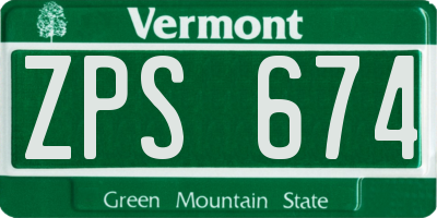 VT license plate ZPS674