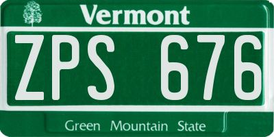 VT license plate ZPS676