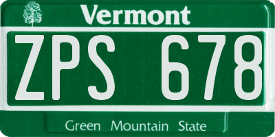 VT license plate ZPS678