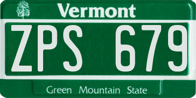 VT license plate ZPS679