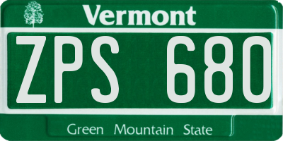 VT license plate ZPS680
