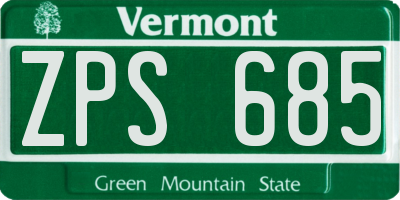 VT license plate ZPS685