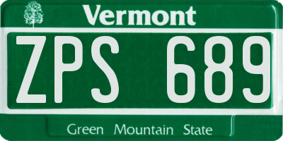 VT license plate ZPS689
