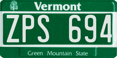 VT license plate ZPS694