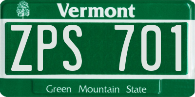 VT license plate ZPS701