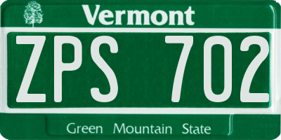 VT license plate ZPS702